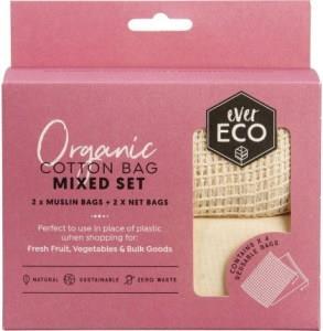 Ever Eco Reusable Produce Bags Organic Cotton Mixed Set 4pk