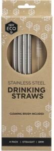 Ever Eco Stainless Steel Straws Straight 4pk