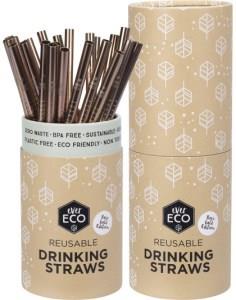 Ever Eco Stainless Steel Straws Straight Rose Gold Counter Display x25