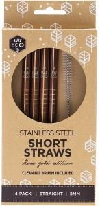 Ever Eco Stainless Steel Short Straws Rose Gold 4pk