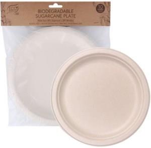 Eco Basics Biodegradable Sugarcane Plate 23cm - 10pcs