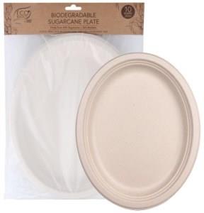 Eco Basics Biodegradable Sugarcane Plate 32cm - 10pcs