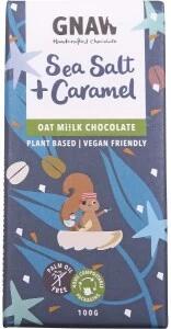 Gnaw Chocolate Handcrafted Oat Mi!lk Chocolate Sea Salt + Caramel 12x100g