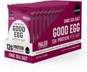 Googys Natural Paleo Protein Bar Choc Sea Salt G/F 12x55g
