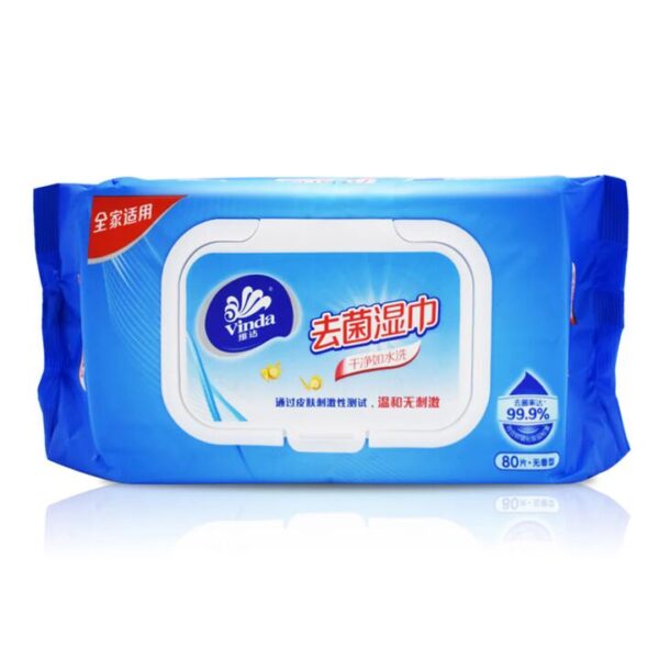 Vinda Gentle Antibacterial Wipes, Fragrance-Free, 80 Count