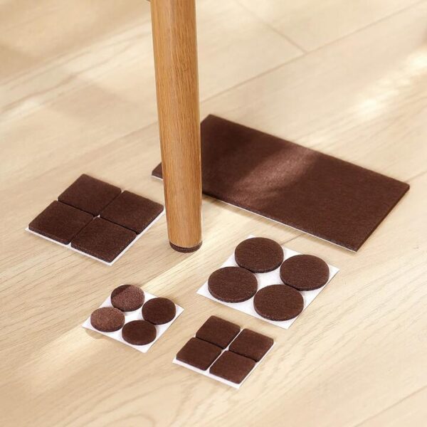FaSoLa Medium Square Felt Furniture Pads - Brown, 12 Pieces