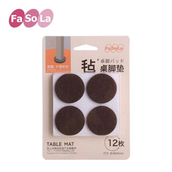 FaSoLa Round Felt Table Leg Pads - Medium, 12 Pieces, 4cm Diameter
