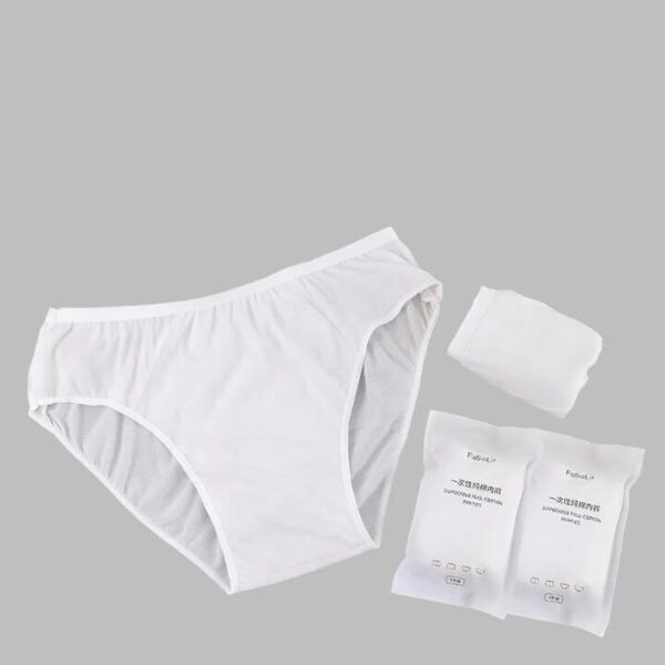 FaSoLa Disposable Cotton Travel Panties for Women - White, Size M, Pack of 5