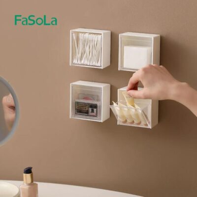FaSoLa Wall-Mounted Flip-Top Storage Box - White, 8.5*4.5*8.5cm
