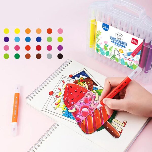 Deli 24-Color Dual Tip Watercolor Markers