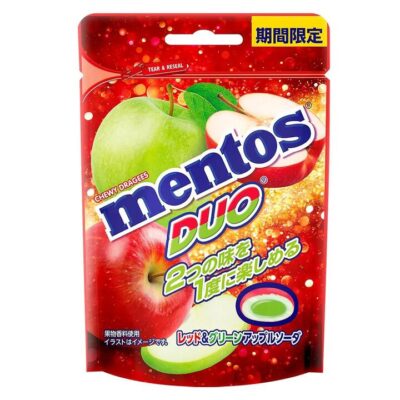 Mentos Duo Chewy Dragees Red & Green Apple Soda Flavor - 45g