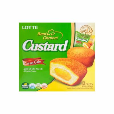 Lotte Custard Cream Cake - 12 Packs, 276g