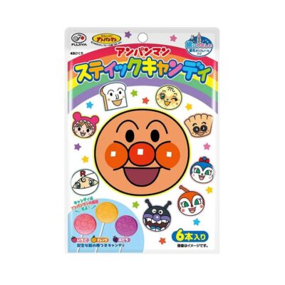 Fujiya Anpanman Children's Lollipops - Green Tea Dental Care Edition, 6 Pieces, 3 Flavors, 34.8g