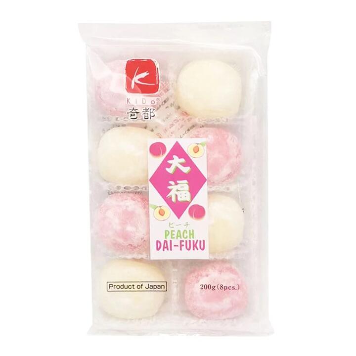 Kido Japanese Daifuku Mochi in Peach & Cream Flavour, 8 Pieces, 200g