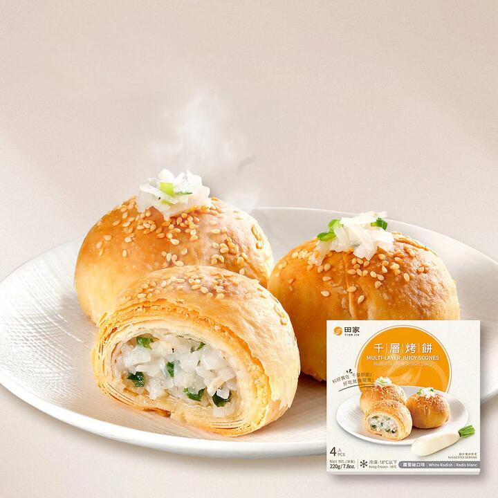 [Frozen] Tianjia Thousand-Layer Roasted Pancakes with Radish Flavor, 4 Pieces, 220g