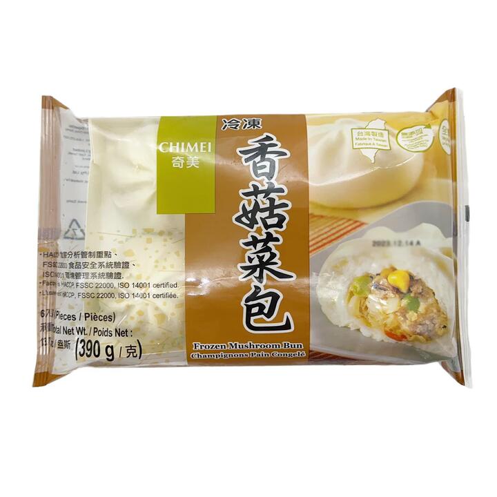[Frozen] Chimei Mushroom and Vegetable Buns, 6 Pieces, 390g