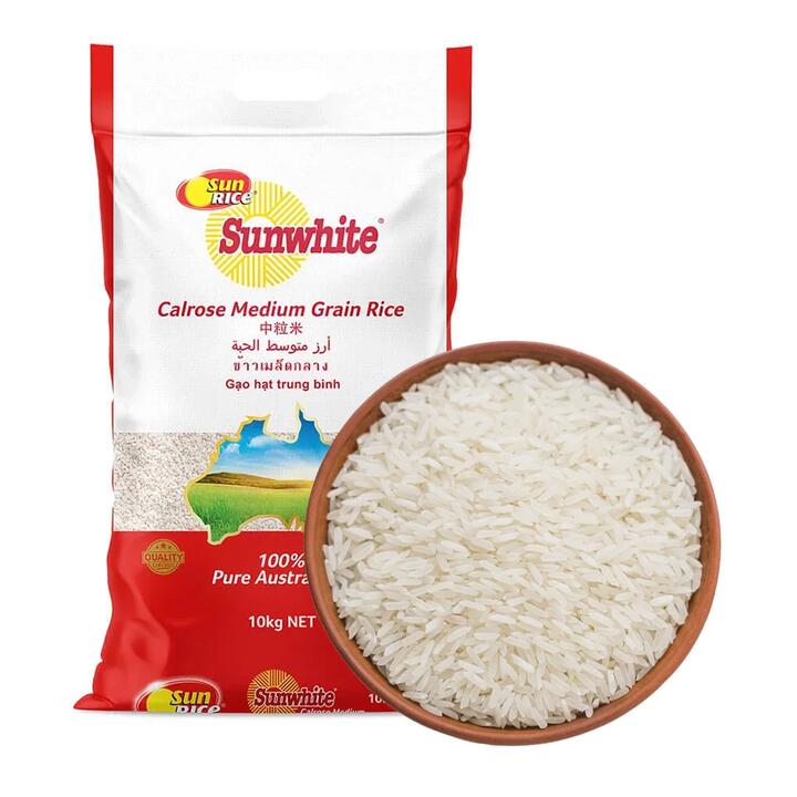 Sunwhite Calrose Medium Grain Rice - 10kg