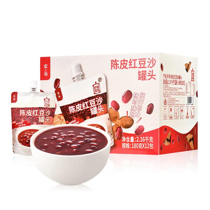 Nongzhi Canned Red Bean Paste with Tangerine Peel - 180g x 12
