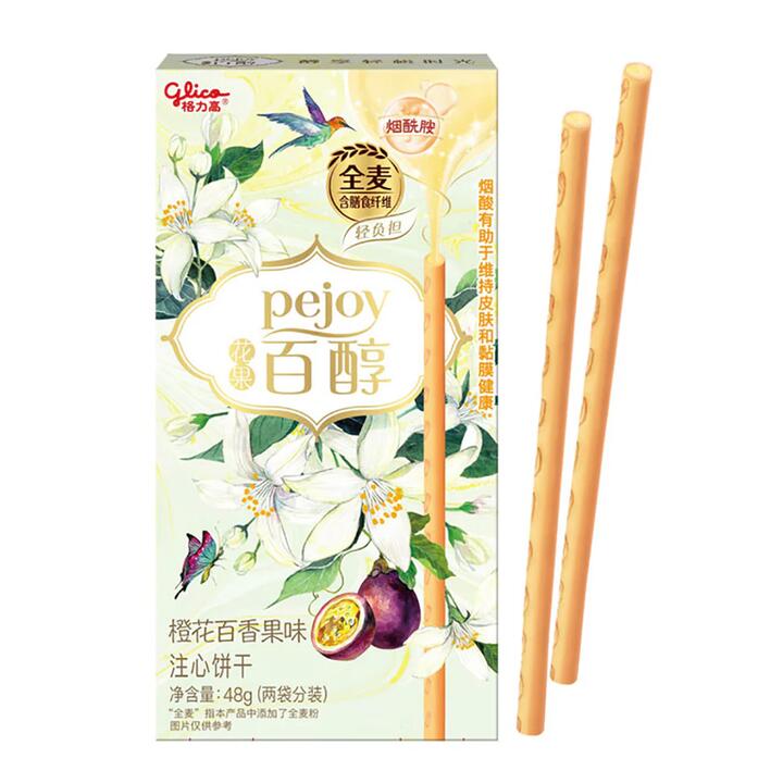 Pejoy Whole Wheat Passion Fruit & Orange Blossom Filled Biscuit Sticks - 48g