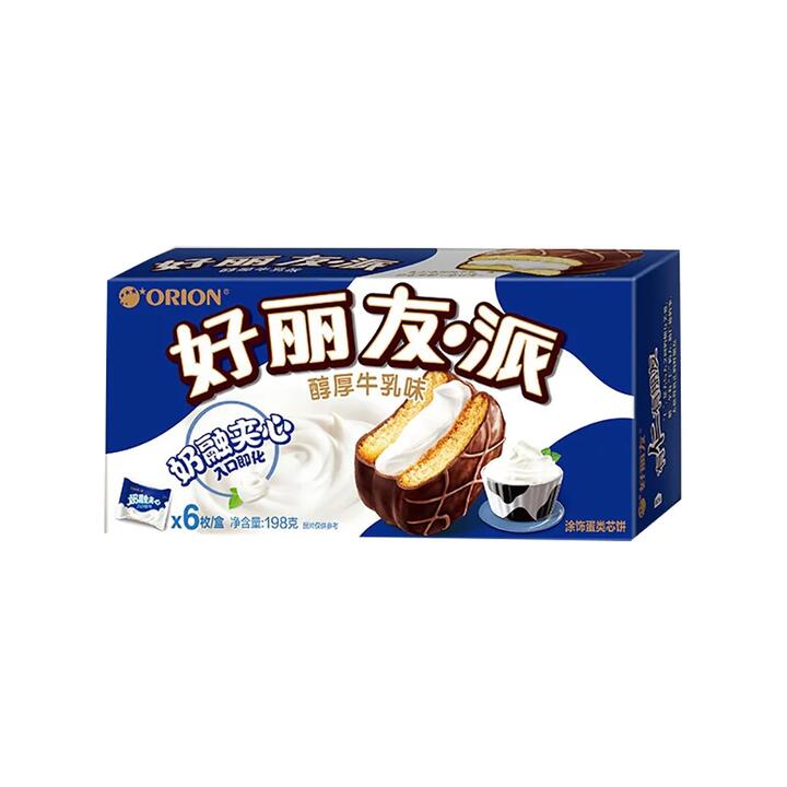 Orion Choco Pie - Rich Milk Flavor, 6 Pieces, 198g