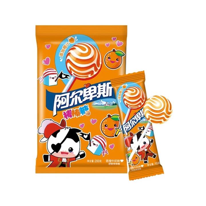 Alpenliebe Orange Milk Flavoured Lollipops, 20 Sticks, 200g