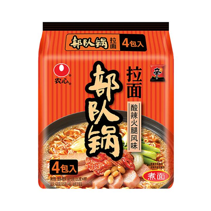 Nongshim Budae Jjigae Spicy Ham Flavor Instant Noodles - 118g x 4 Packs