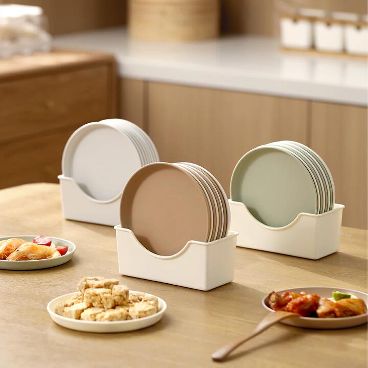 FaSoLa Brown and Beige Bone-Discard Plates, Pack of 4