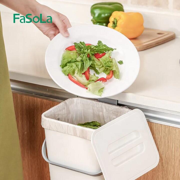 FaSoLa Wall-Mounted Trash Bin in White, 21*17.5*24.5cm