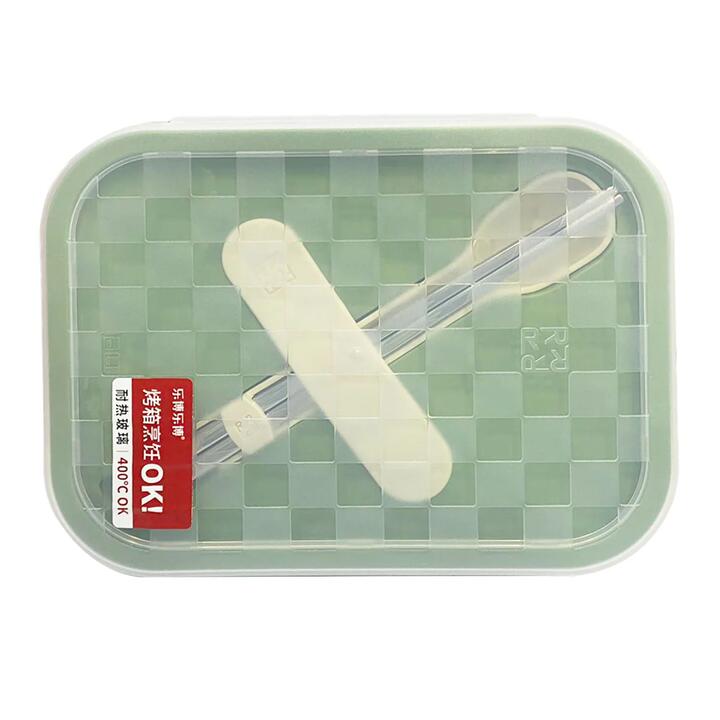 Robo 3-Compartment Heat-Resistant Glass Food Storage Container, Swedish Green, 1L