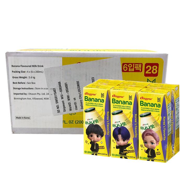 Binggrae Banana Flavored Milk Drink - 200ml x 6 x 4/Box