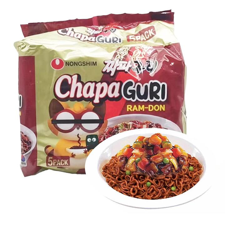 Nongshim Chapaguri Ram-Don Black Bean Udon Noodles - 140g x 5 Packs