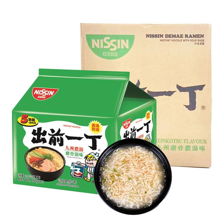Nissin Demae Ramen Kyushu Tonkotsu Flavour - 100g x 5 Packs x 6 Sets/Box
