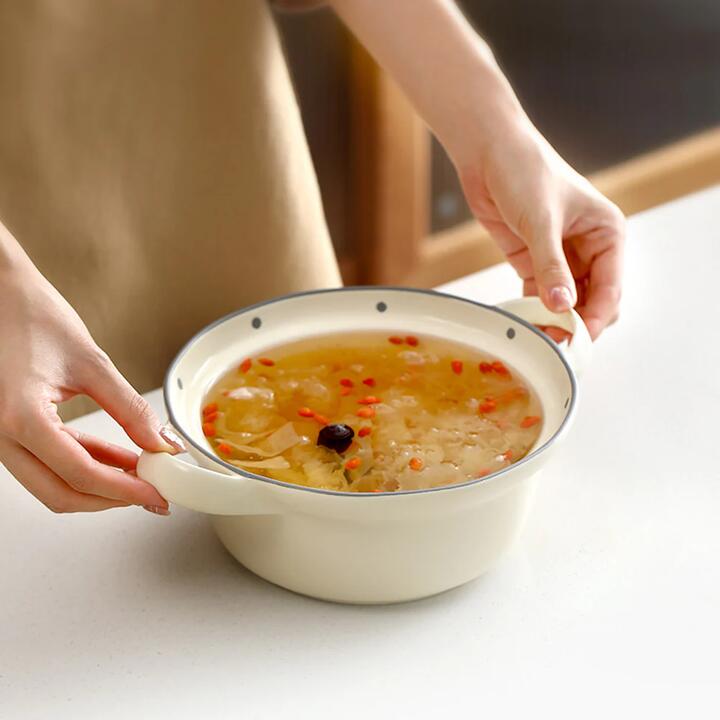 FaSoLa Mingyuedang Series Double-Handled Soup Pot - Beige, 21.5*8cm