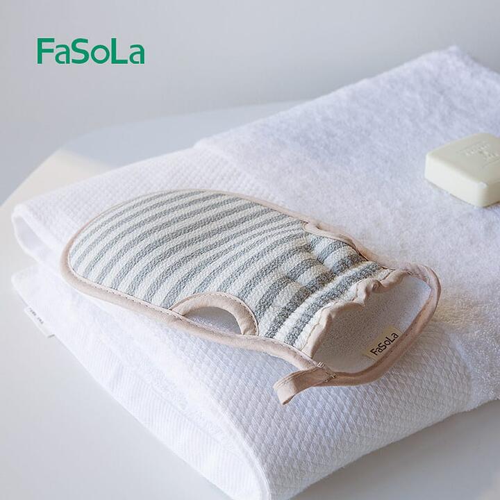 FaSoLa Double-Sided Striped Bath Glove - 13.5*22.5cm