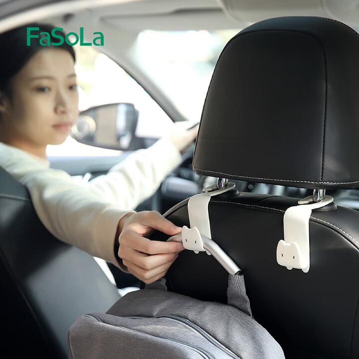 FaSoLa Car Seat Headrest Hooks - White, 9*7.5*3.4cm, Pack of 2