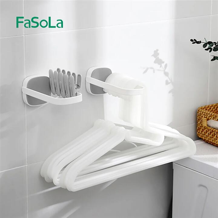 FaSoLa Foldable Wall-Mounted Clothes Hanger Storage Rack - White, 18*7cm