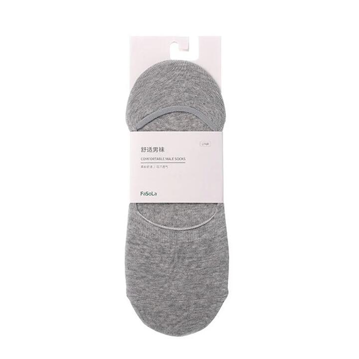 FaSoLa Men's Cotton No-Show Socks - Grey, 1 Pair