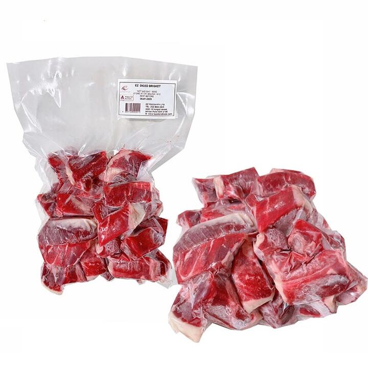EZ Frozen Free-Range Diced Beef Brisket - 500g