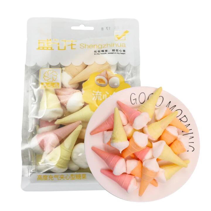 Shengzhihua Mango Flavor Flowing Heart Marshmallow Cones - 120g