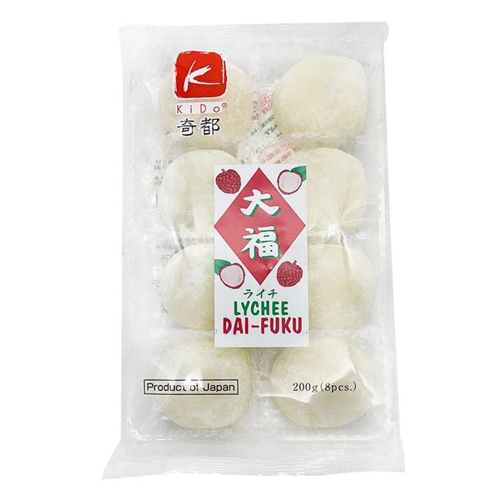 Kido Japanese Lychee Daifuku Mochi - 8 Pieces, 200g