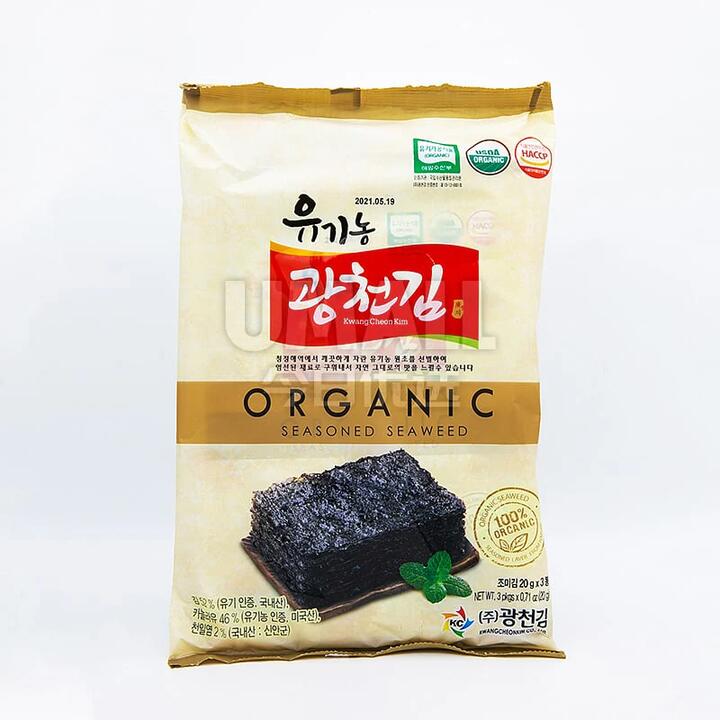 KCK Organic Seasoned Seaweed - 3 Large Sheets, 60g