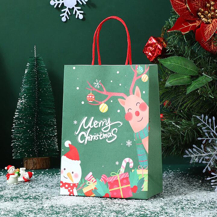 Ulife Christmas Gift Bag with Green Snowman Design - Medium 21*27*11cm