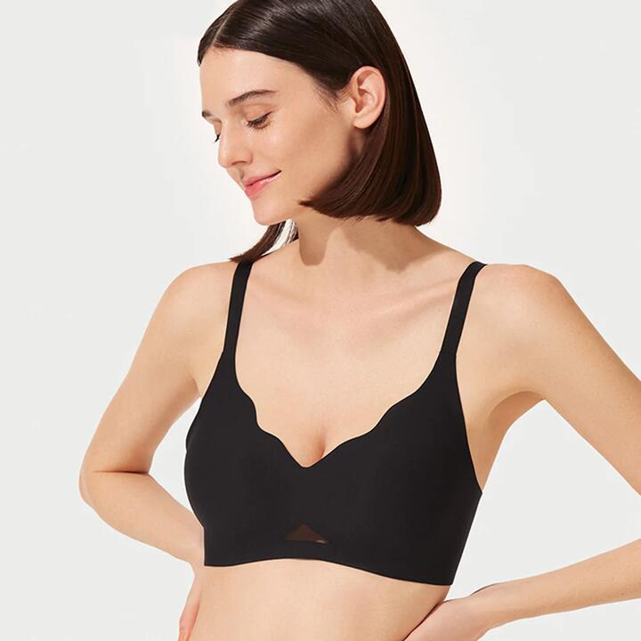 Ubras Soft Support Deep V Back Hook Bra - Rose Wine Color, Size L