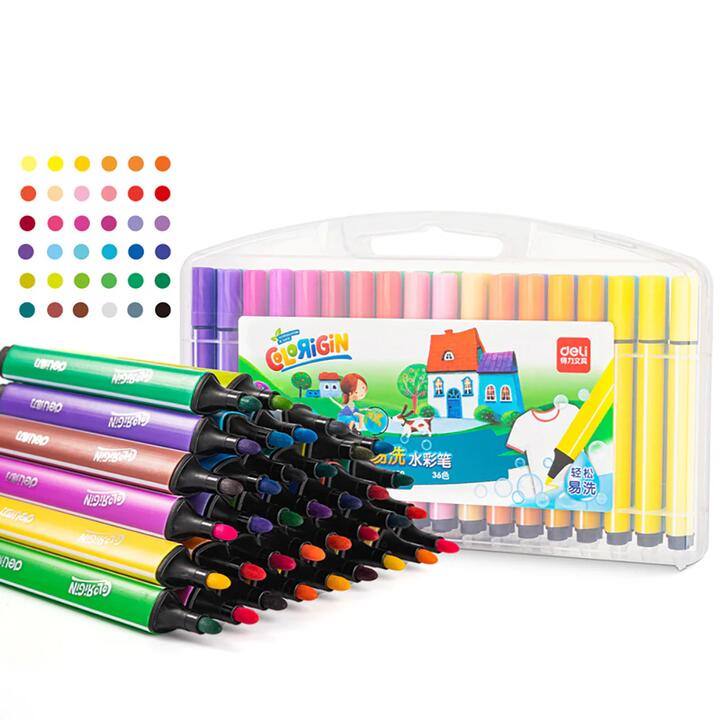 Deli Washable Watercolor Markers - 36 Colors