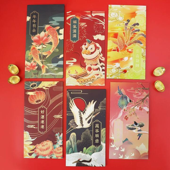 Chinese Style Red Envelopes - Mixed Pack of 6