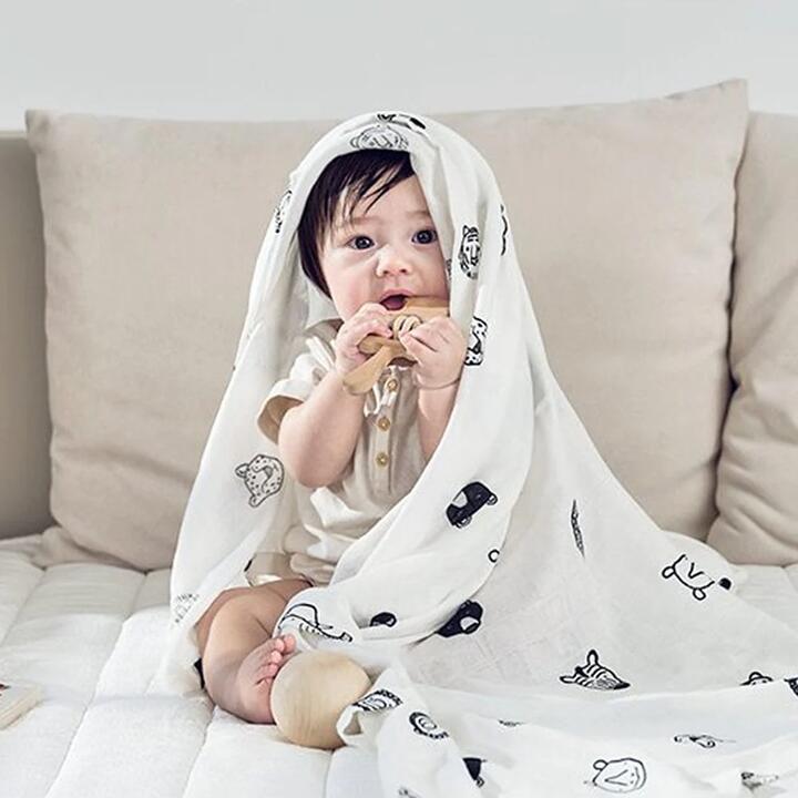 Dono&Dono Bamboo Fiber Baby Blanket - Animal Friends, 106x106cm