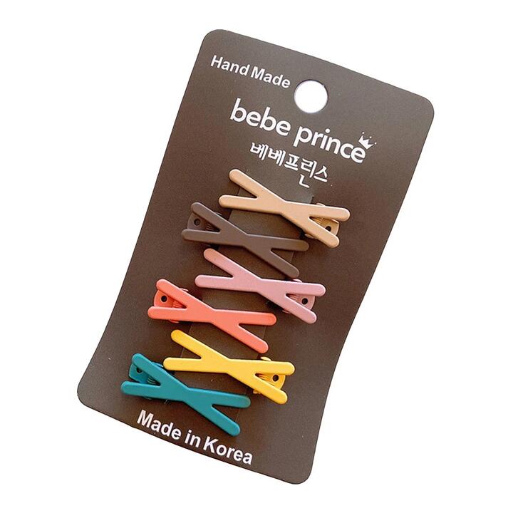 Bebe Prince Handmade Matte Candy Color Hair Clips for Kids X Shape- 6 Pieces