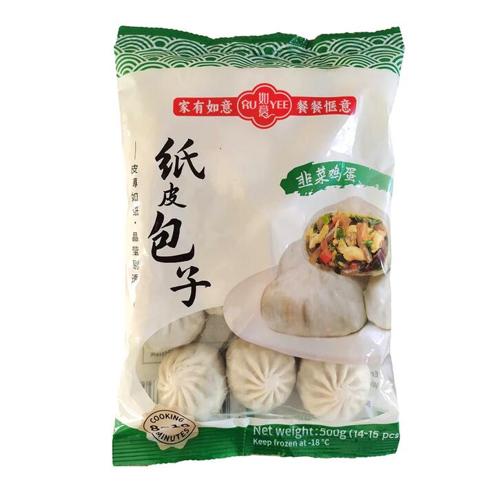 Ru Yee Frozen Paper-Thin Skin Buns with Chives and Egg Filling - 500g