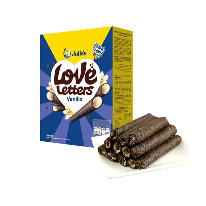 Julie's Love Letters Vanilla Flavored Wafer Rolls - 100g