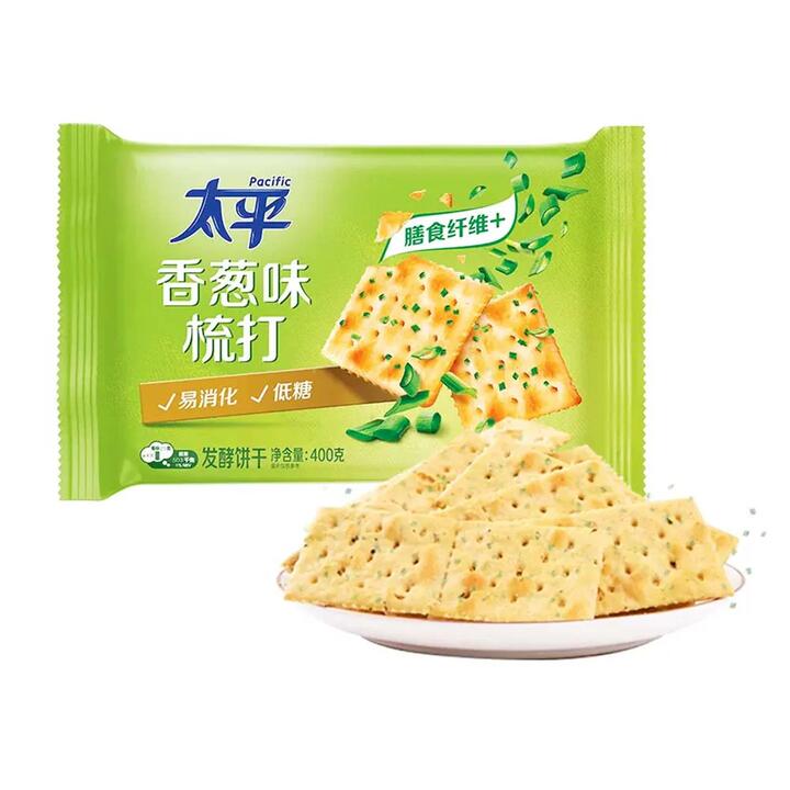Pacific Scallion Flavor Soda Crackers - 4 Packs, 100g